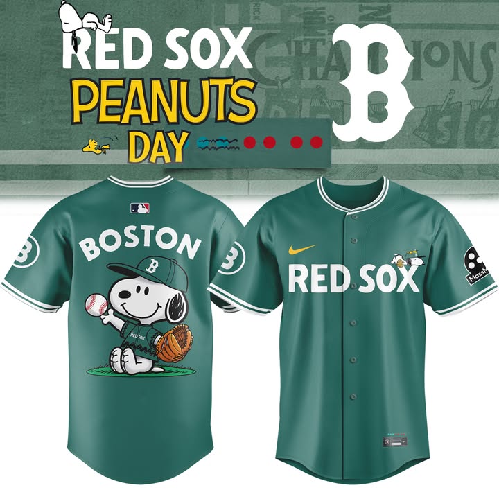 Boston Red Sox David Ortiz X Snoopy Green 2025 City Connect Jersey Red Sox Merch Unique Baseball Gifts For Fans