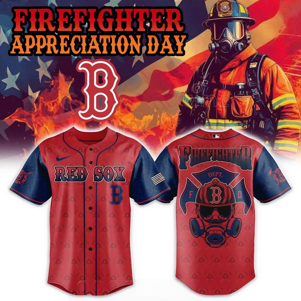 Boston Red Sox Firefighter Appreciation Day Baseball Jersey Best Gifts For Baseball Fans