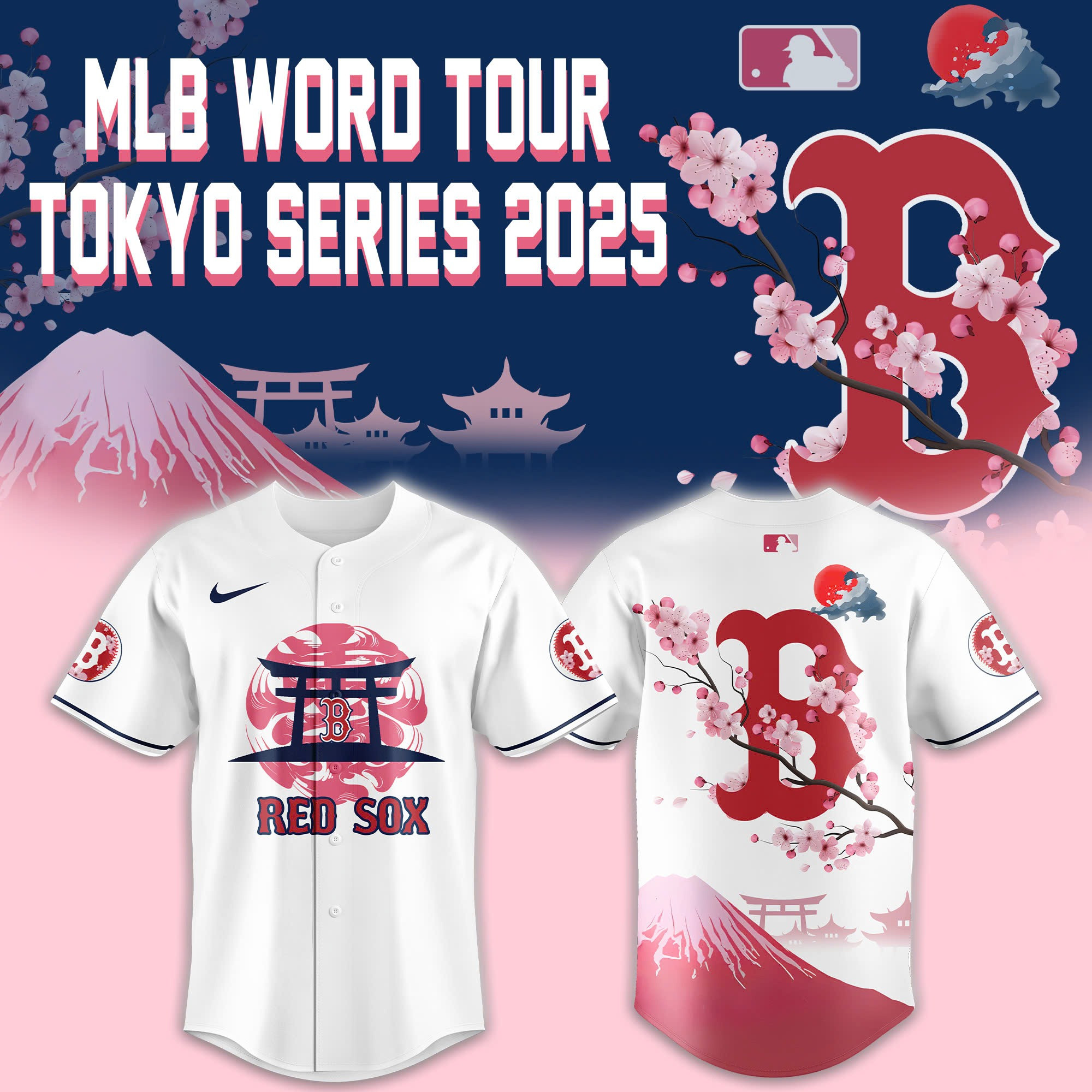 Boston Red Sox Fuji Mountain Tokyo Series 2025 Baseball Jersey MLB Merch Best Gifts For Fans