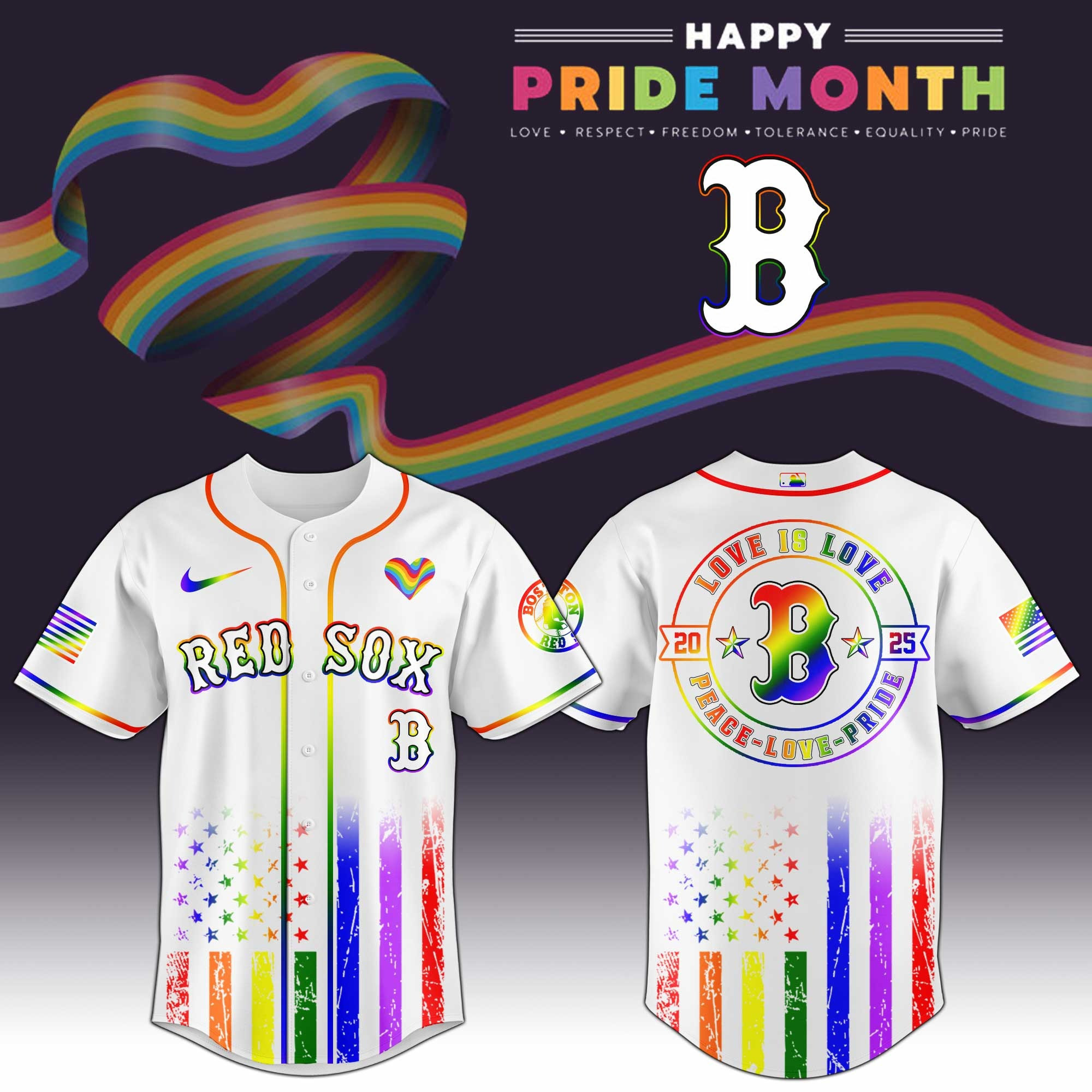 Boston Red Sox MLB x Happy Pride Month  Edition Jersey 2025 Perfect Gift For Friends