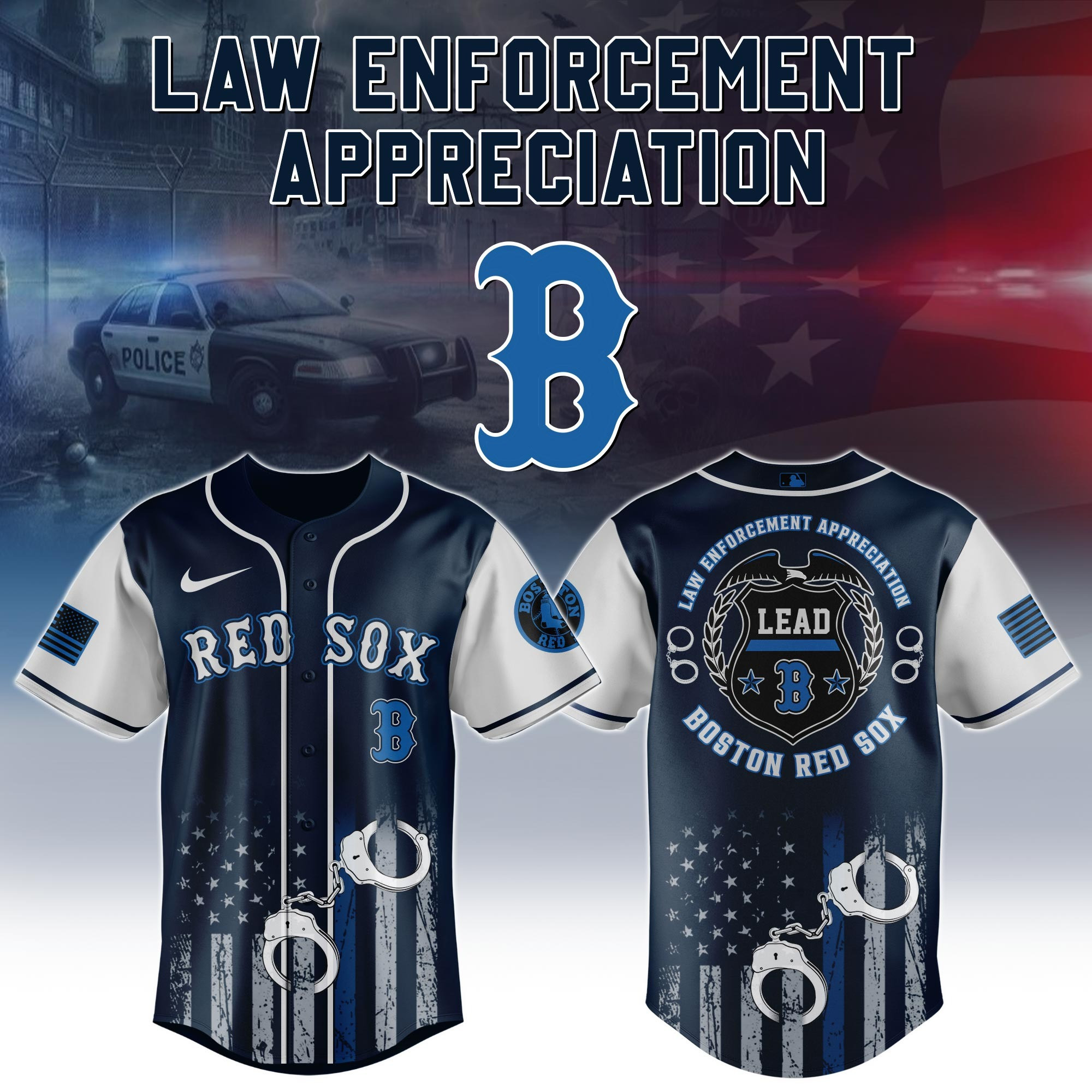Boston Red Sox MLB x Law Enforcement Appreciation Day Jersey Best Gifts For Baseball Lovers