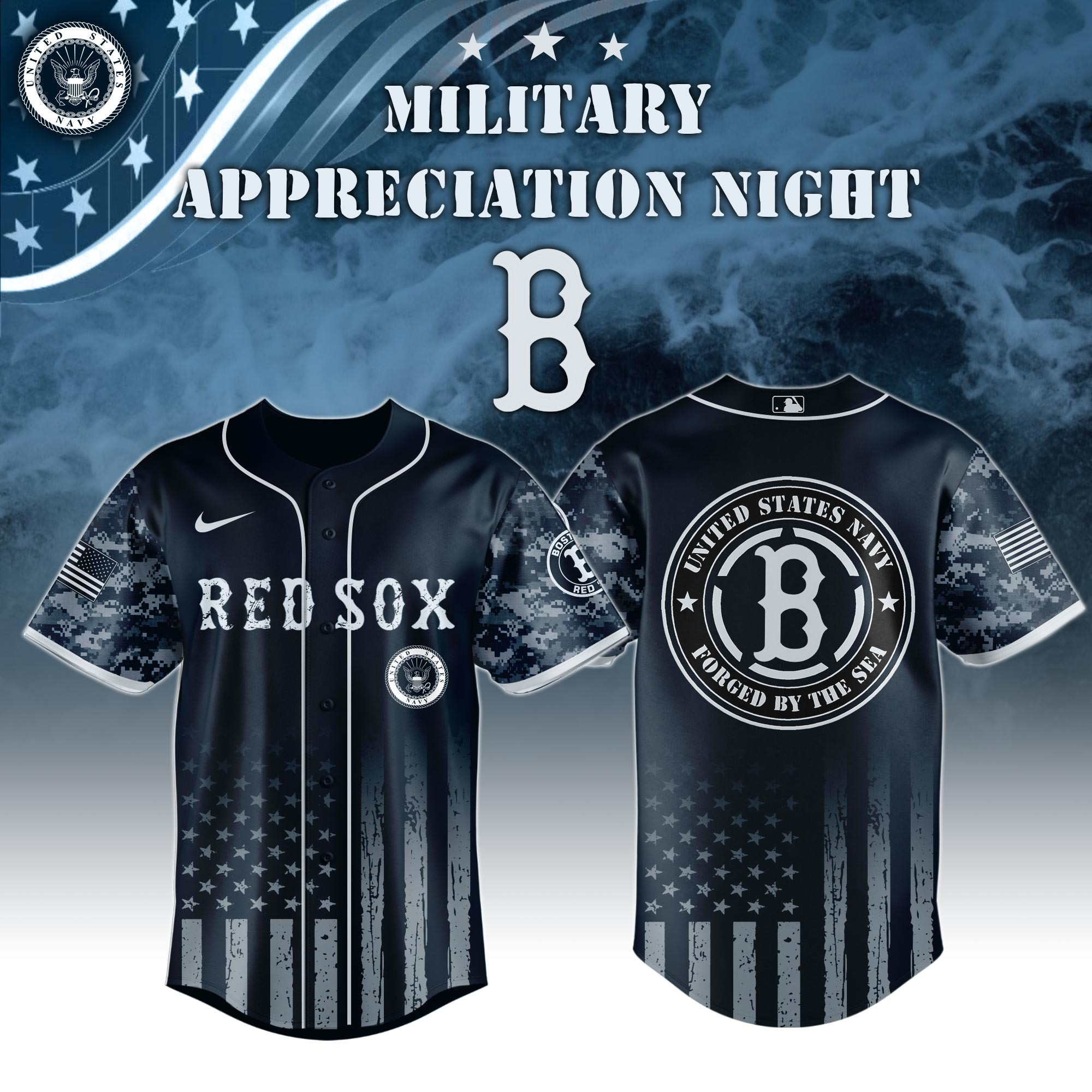 Boston Red Sox MLB x Navy Military Appreciation Night Jersey Best Gifts For Baseball Fans
