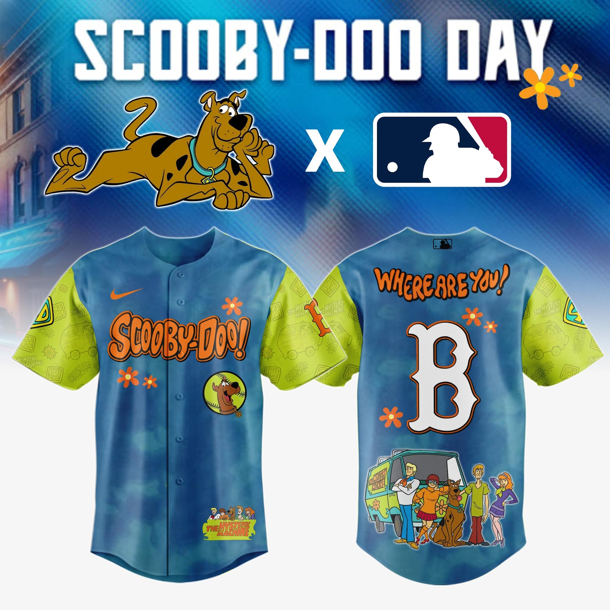 Boston Red Sox MLB x Scooby Doo Jersey Baseball Player Gift Ideas