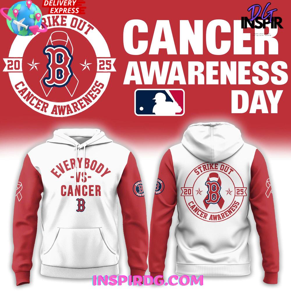 Boston Red Sox Strike Out 2025 Cancer Awareness Hoodie Premium Merchandises