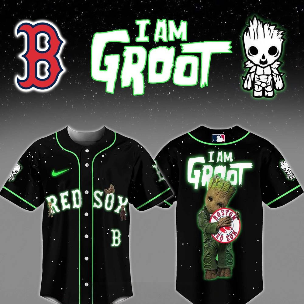 Boston Red Sox X I Am Groot Baseball Jersey Baseball Player Gift Ideas