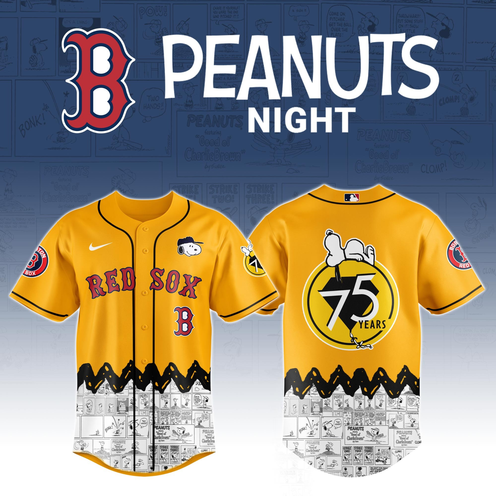 Boston Red Sox x Peanuts Night Jersey 2025 Best Gifts For Baseball Fans