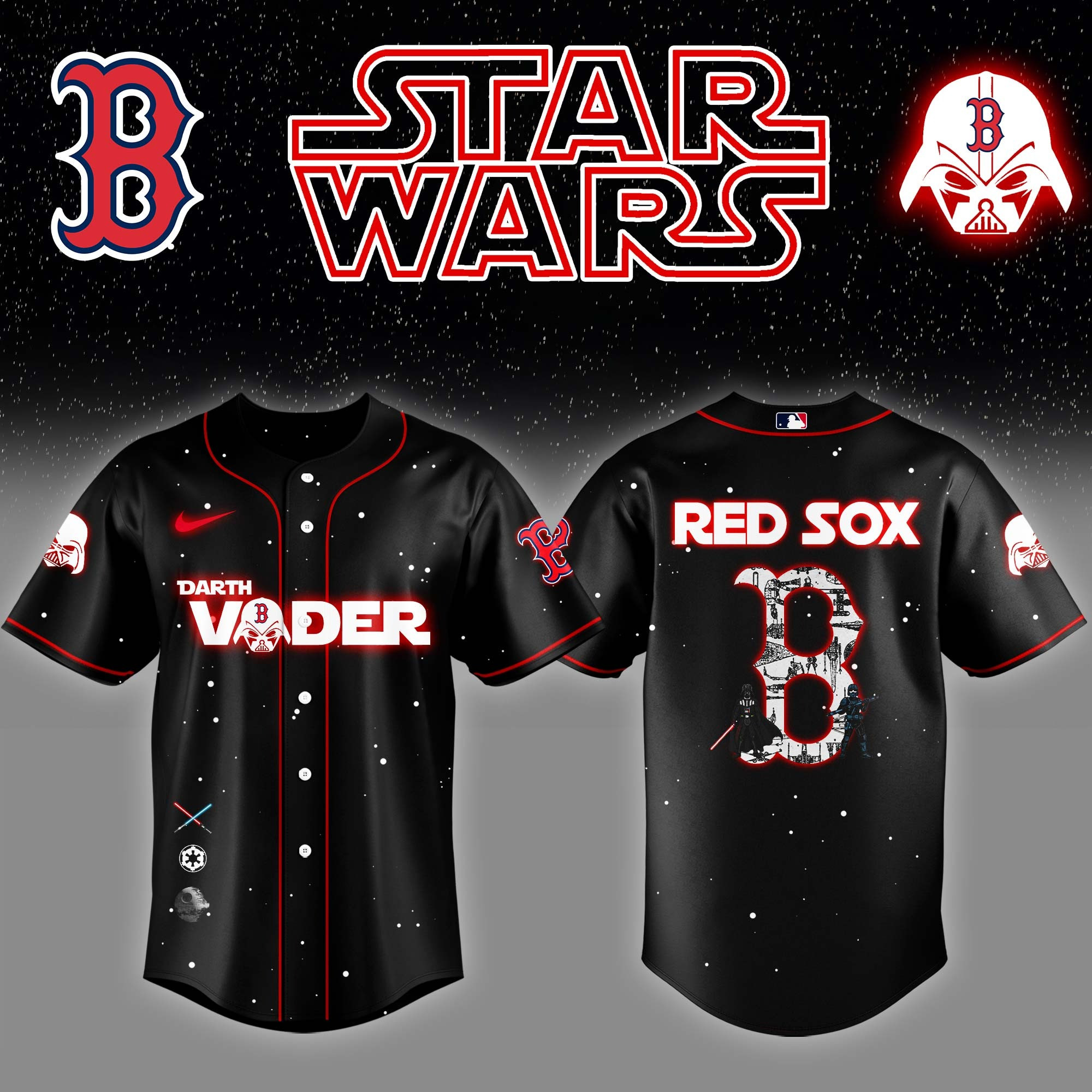 Boston Red Sox x Star Wars Darth Vader Night Jersey Cool Gifts For Baseball Lovers