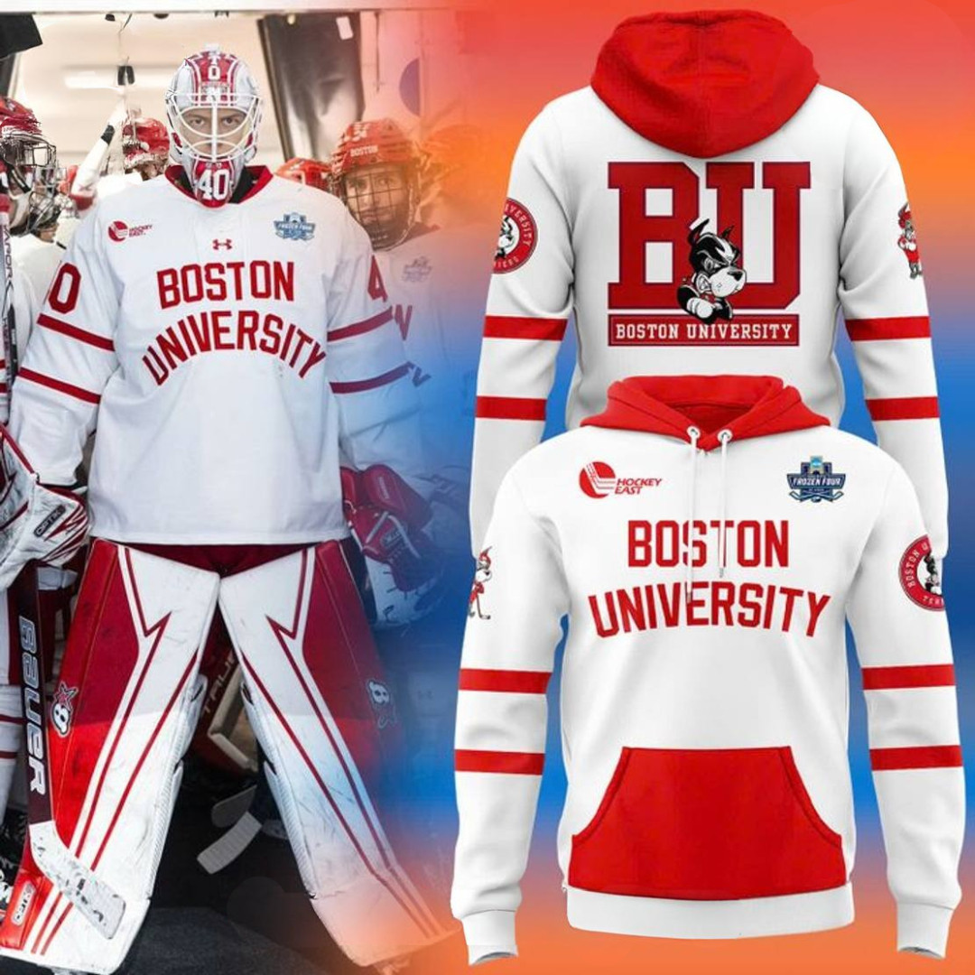 Boston University Terriers Mens Hockey 2025 NCAA Frozen Four Hoodie Gifts For Fans