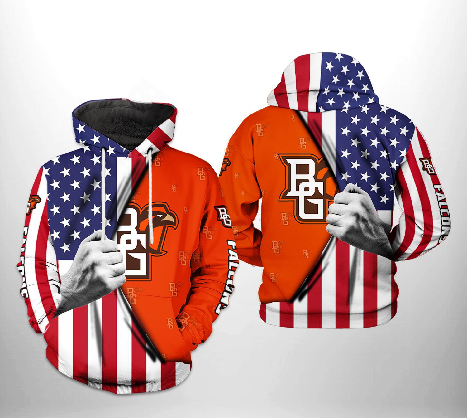 Bowling Green Falcons NCAA US FLag Hoodie  Zip Hoodie Version 1772