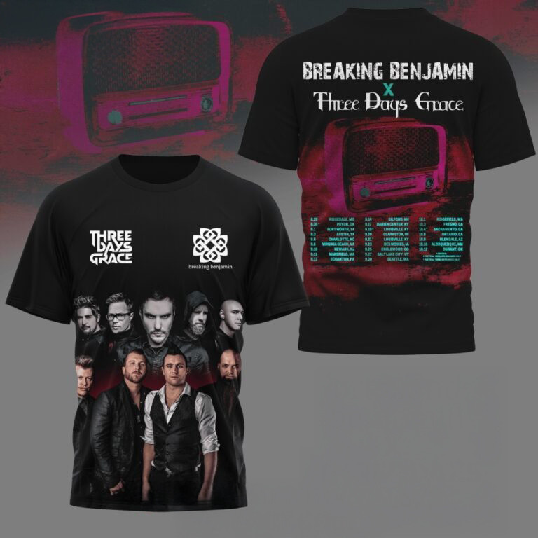 Breaking Benjamin x Three Days Grace 2025 Co-Headline Tour 3D Shirt Music Fans Gifts