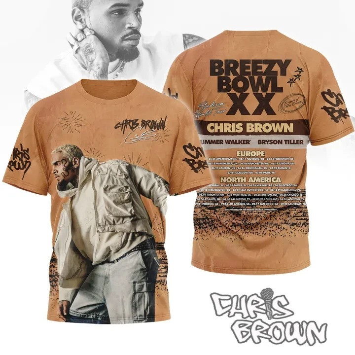 Breezy Bowl XX Chris Brown World Tour 2025 T-Shirt Gift For Concert Lover