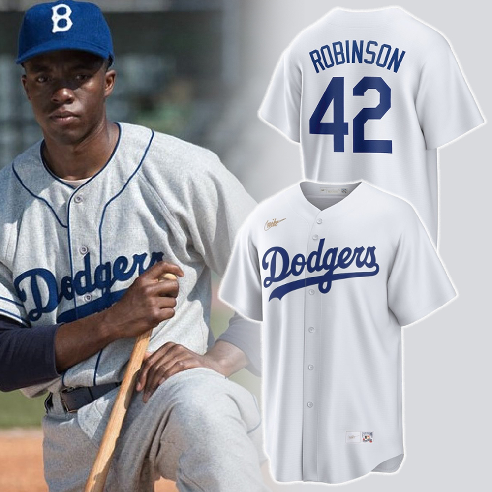 Brooklyn Dodgers Jackie Robinson White Home Cooperstown Collection Player Jersey Gifts For Baseball Players