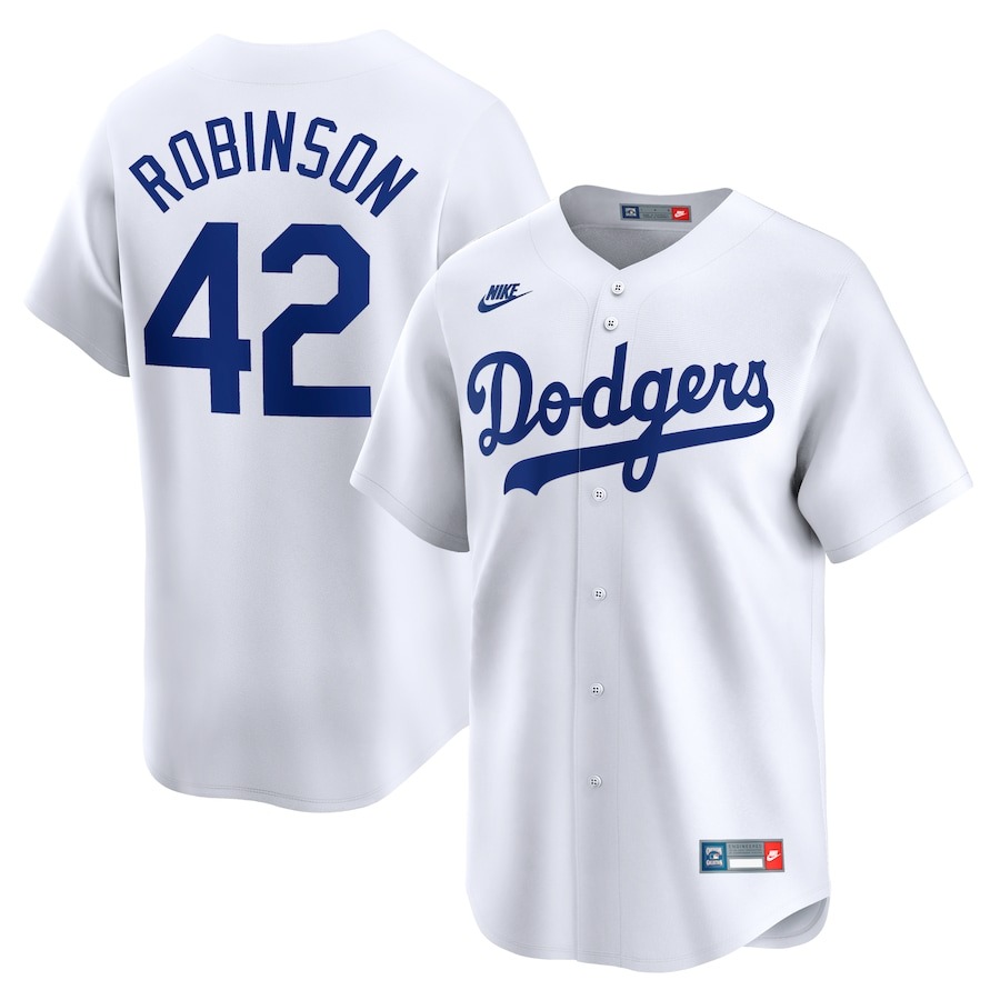 Brooklyn Dodgers Jackie Robinson White Throwback Cooperstown Collection Player Jersey Baseball Fatherâ€™s Day Gifts