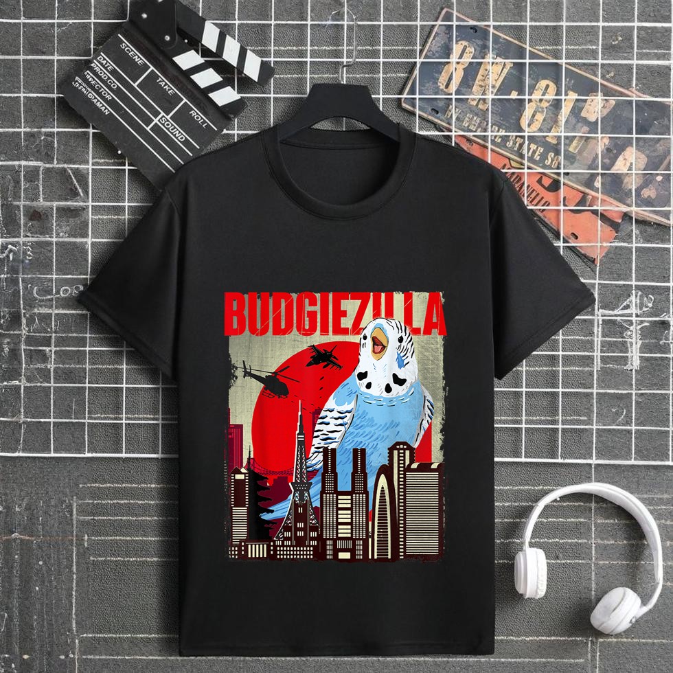 Budgiezilla  Parakeet Budgie Budgerigar Bird Lover T-Shirt