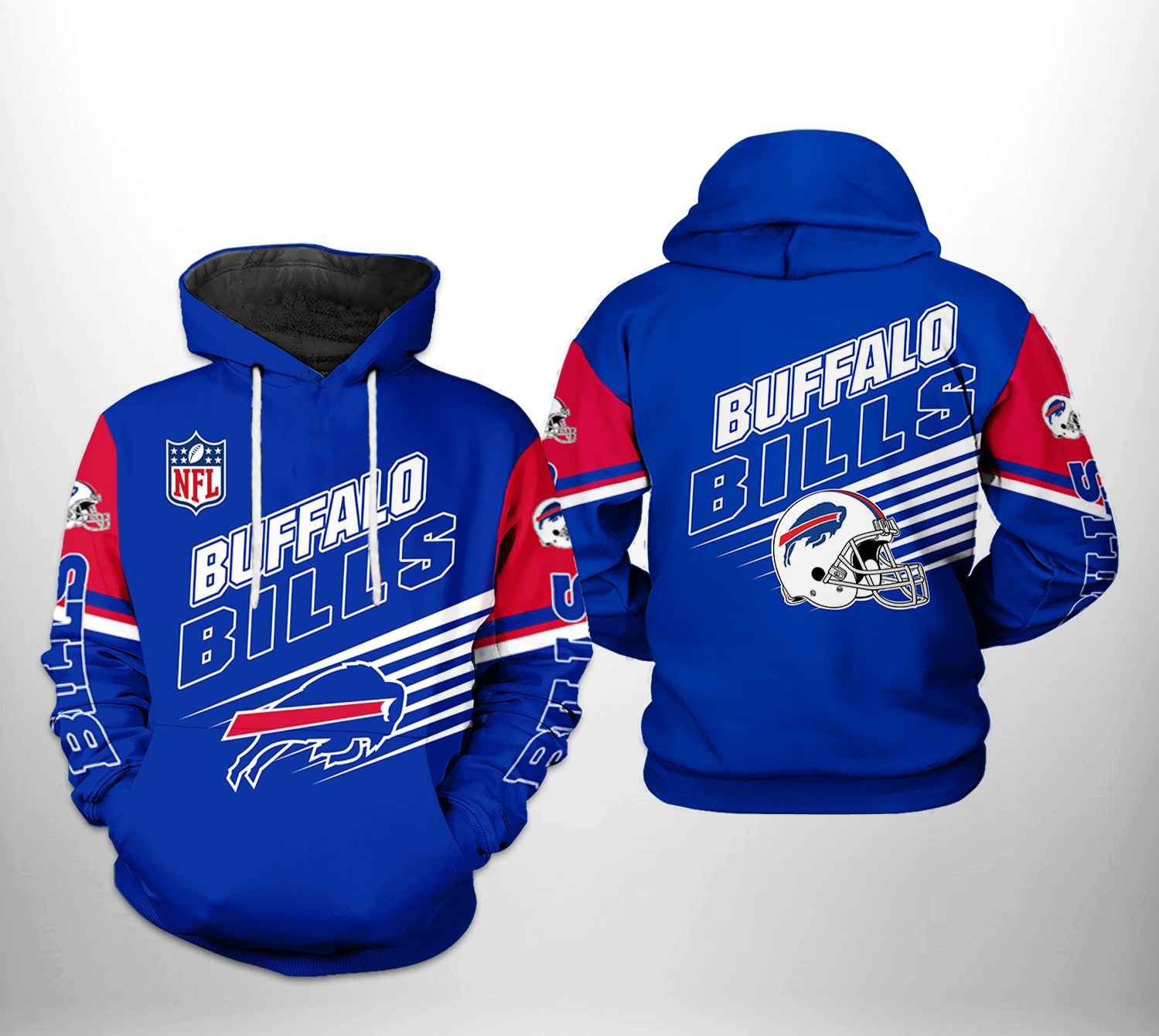 Buffalo Bills Blue Red NFL Team Hoodie Zip Hoodie