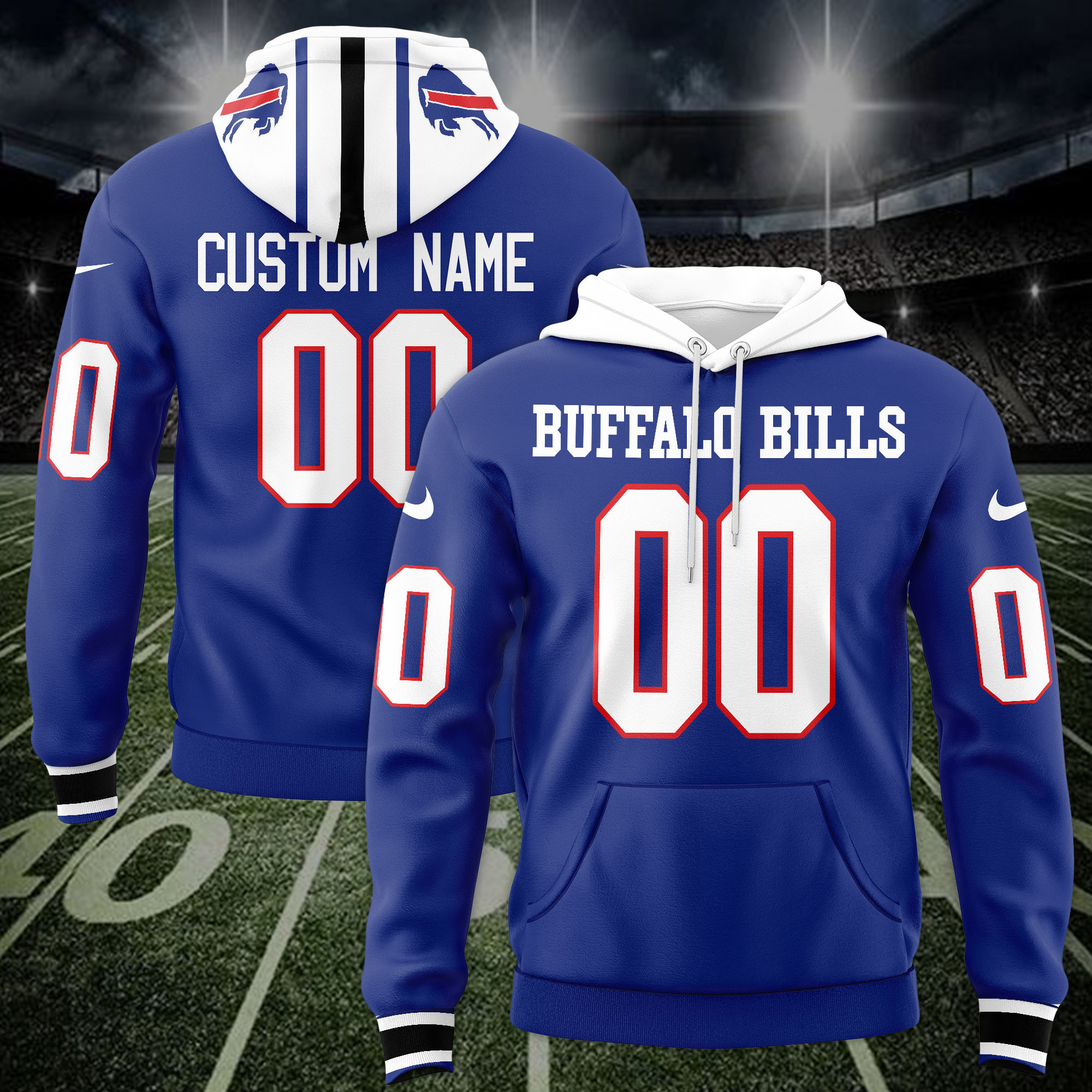 Buffalo Bills Custom Name And Number 3D Hoodie
