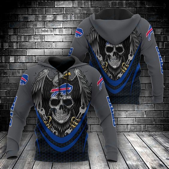 Buffalo Bills Mechanic Skull NFL Football Team Hoodie