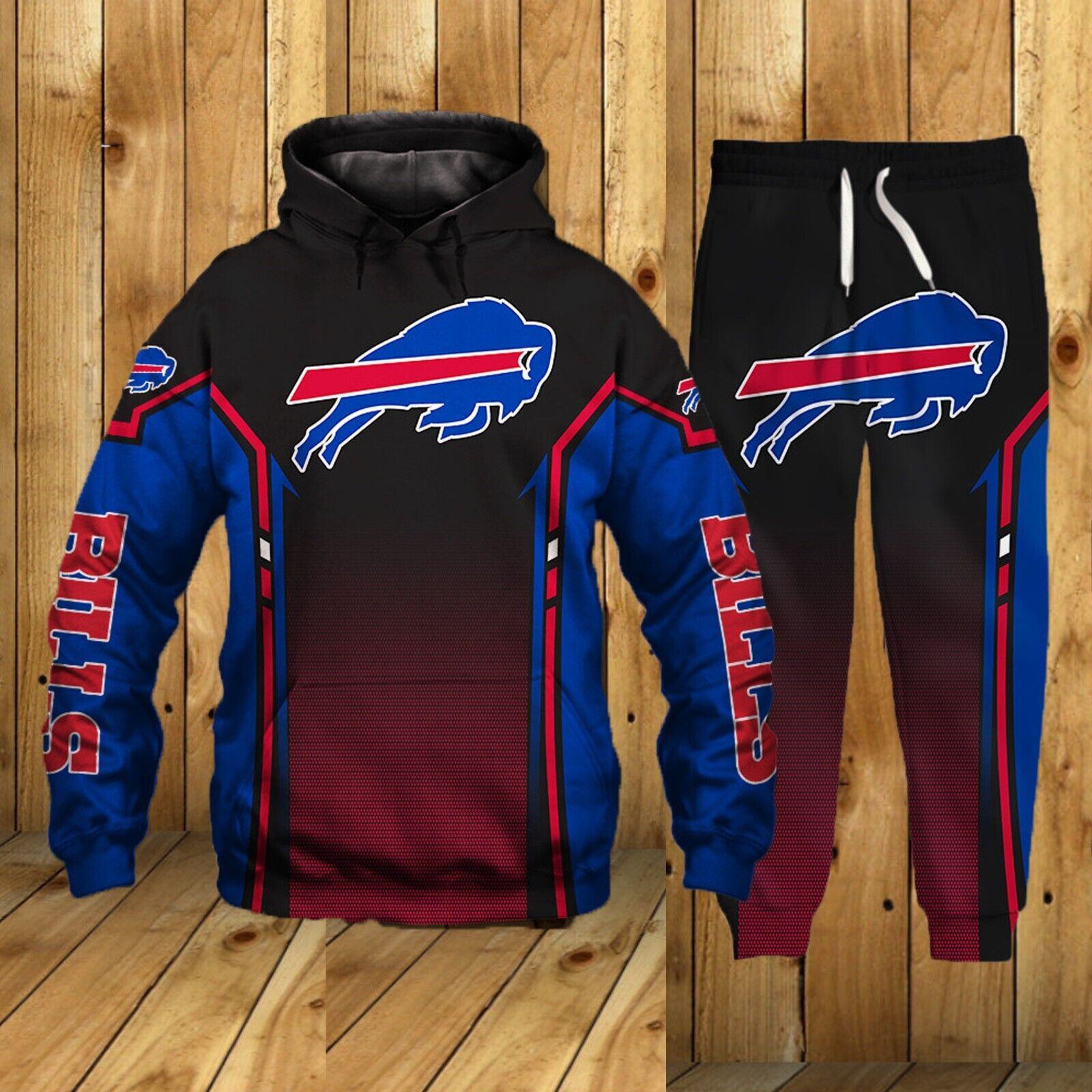 Buffalo Bills nfl Men's Tracksuit Set 2 Piece Hooded Sweatsuit Jogging Suit fan Gift v4, Hoodie and jogger set, NFL Hoodie and sweatpants set Gift For Sport Music Fans