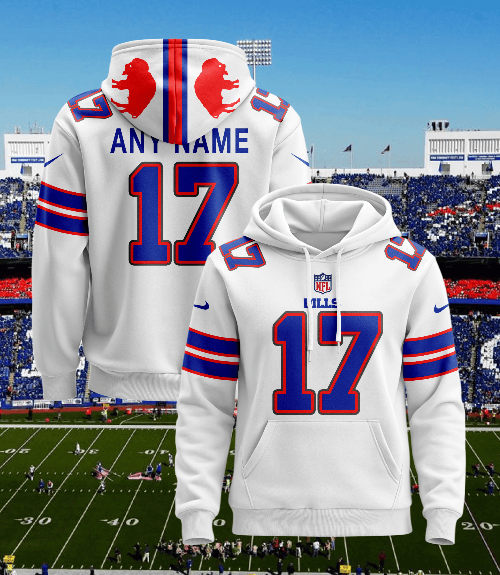 Buffalo Bills Personalized Name And Number NFL 3D Hoodie Version 8