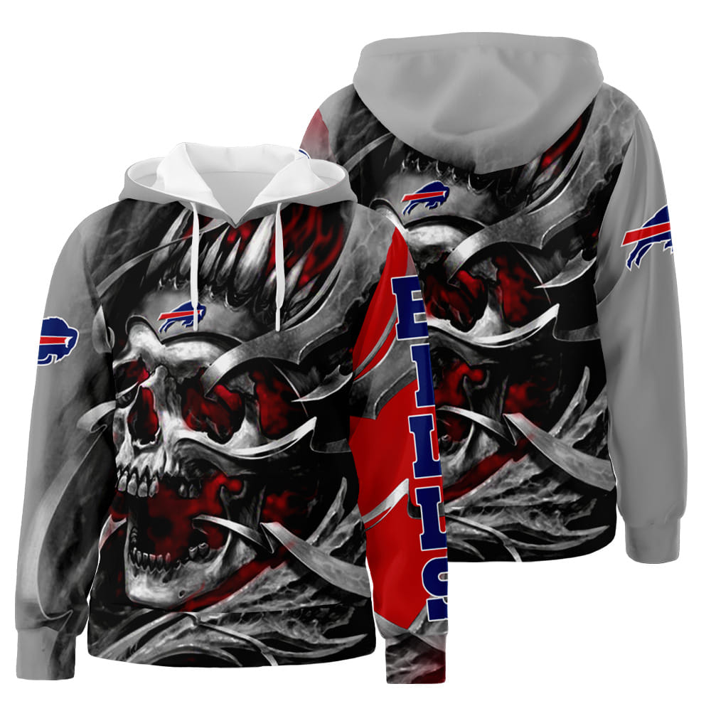 Buffalo Bills Skull 3D All Over Print Hoodie Zip-Up Hoodie