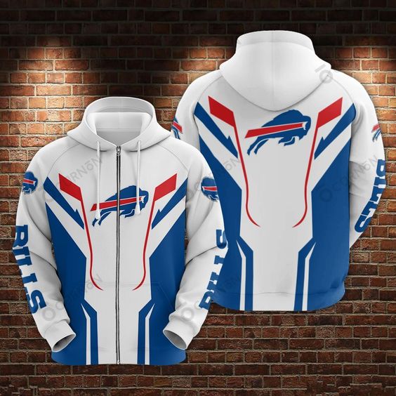 Buffalo Bills White Blue V5 NFL Football Team Hoodie