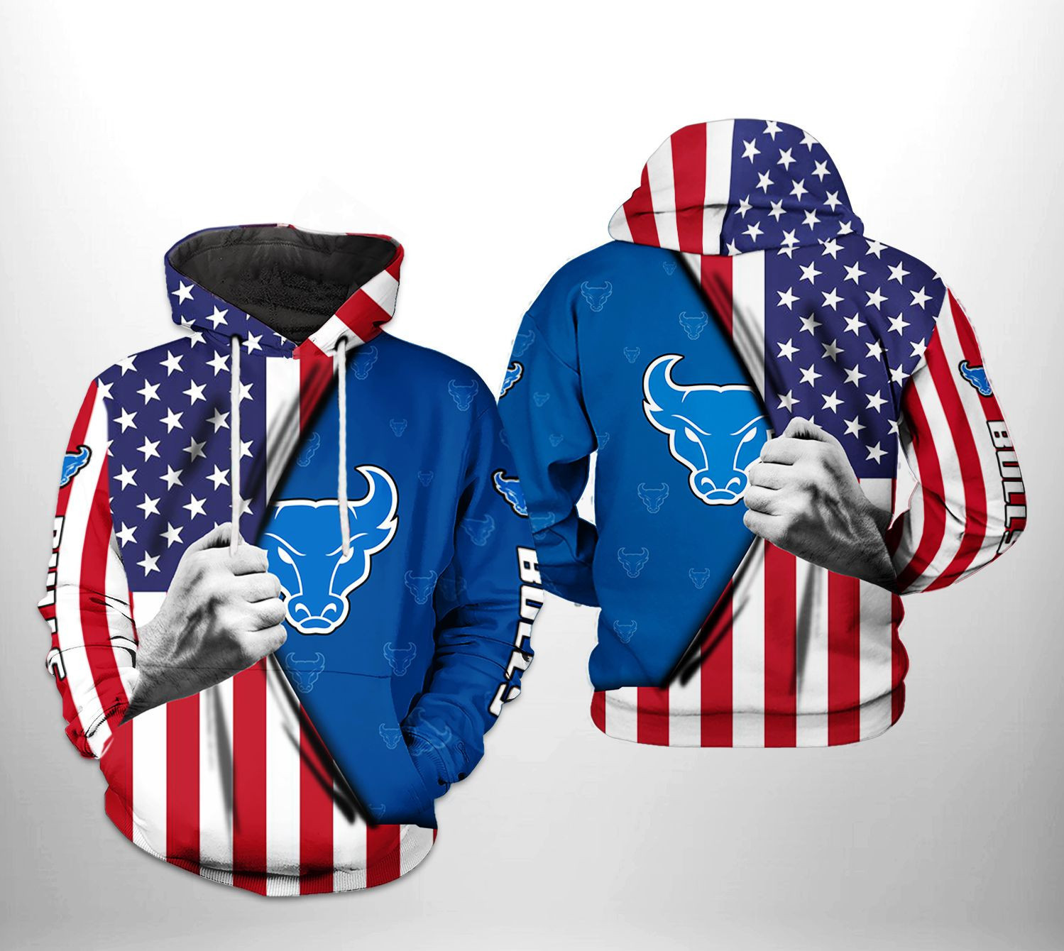 Buffalo Bulls NCAA US FLag Hoodie  Zip Hoodie Version 2585
