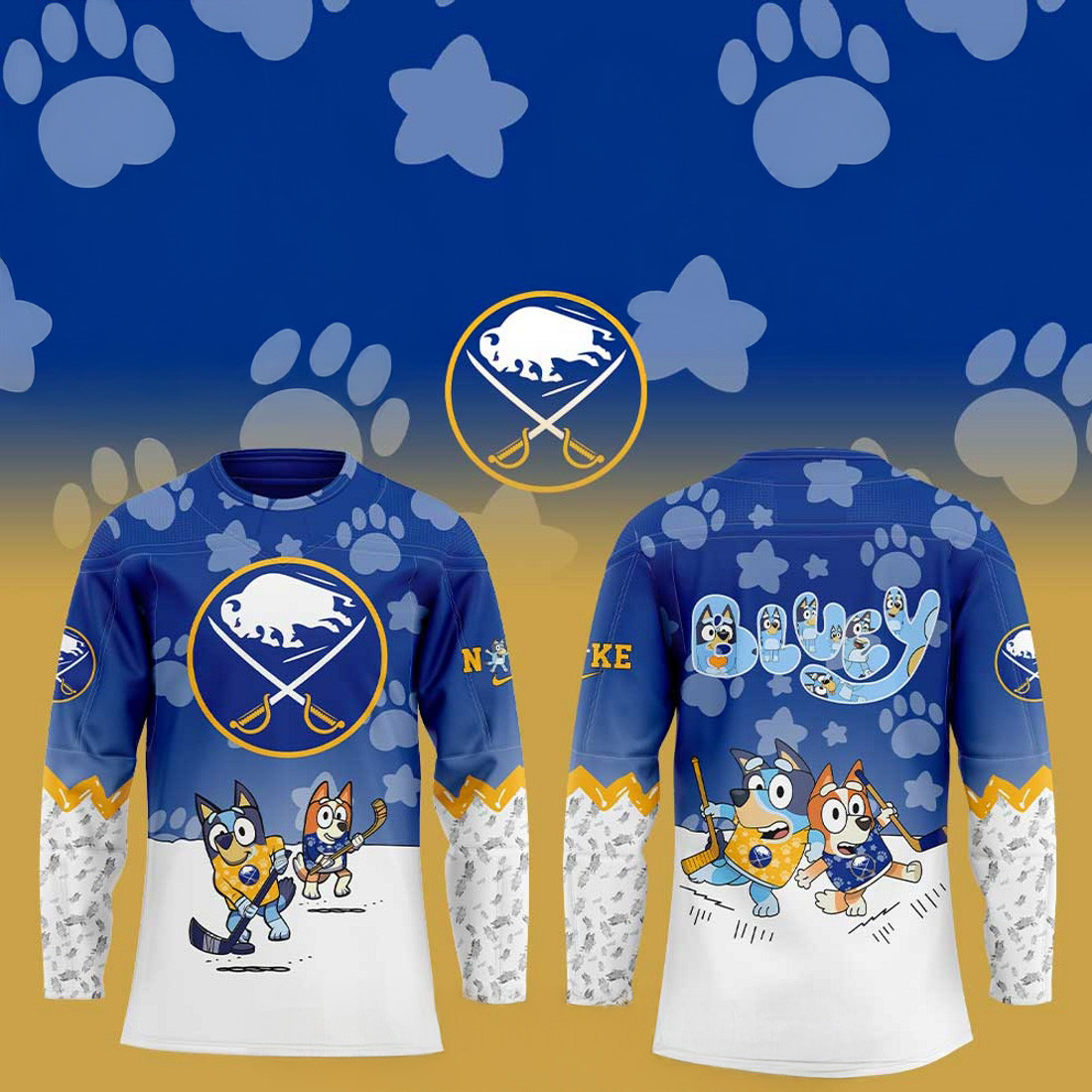 Buffalo Sabres Bluey and Bingo 2025 Hockey Jersey Unique Gifts For Hockey Fans