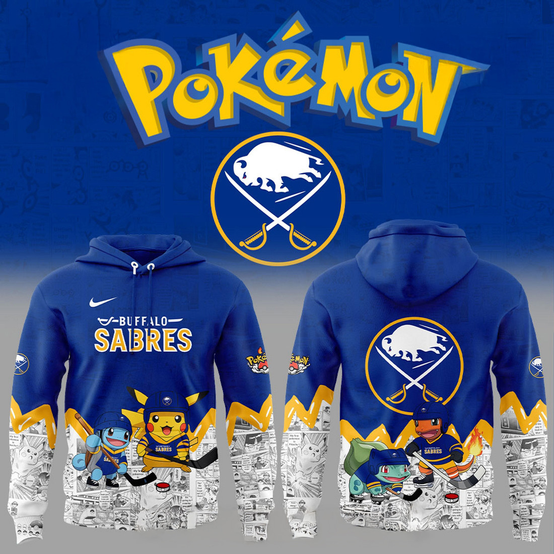 Buffalo Sabres x Pokemon Hoodie Gift For Hockey Fans