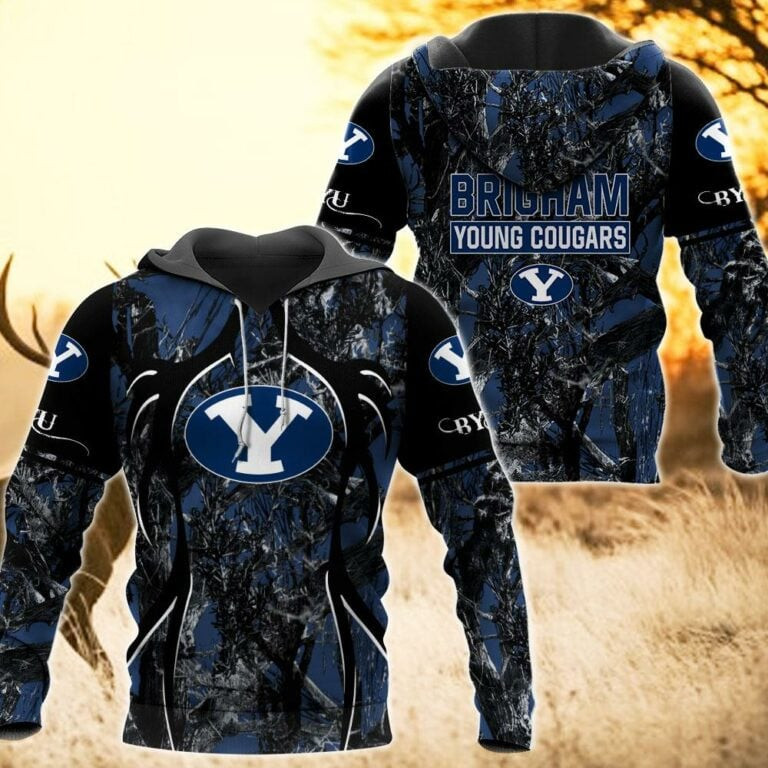 BYU Cougars Camo Hunting 3D printed Sweatshirt Hoodie Zipped Hoodie