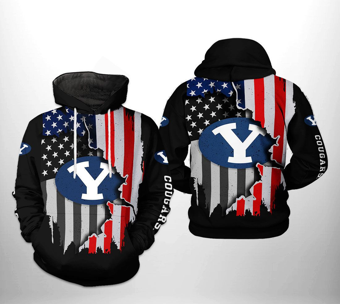 BYU Cougars NCAA US Flag Hoodie  Zip Hoodie Version 2668