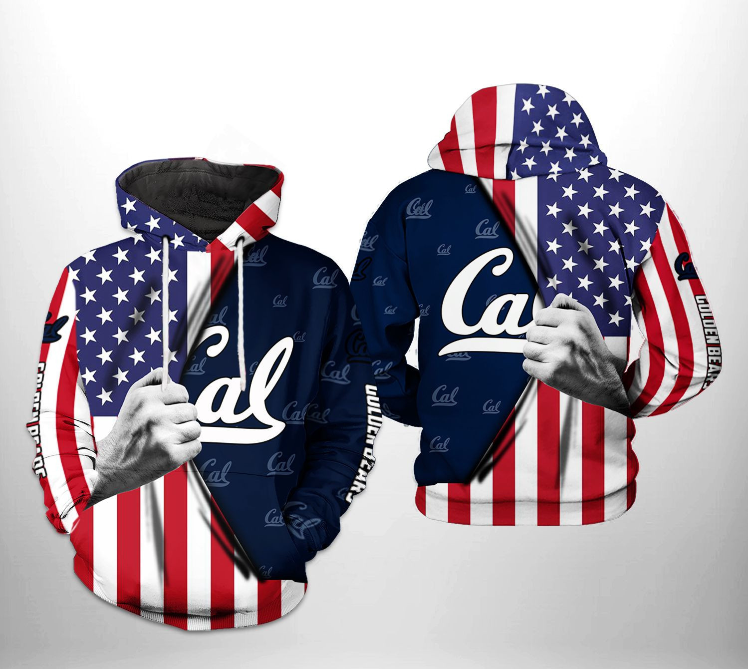 California Golden Bears NCAA US FLag Hoodie  Zip Hoodie Version 2231