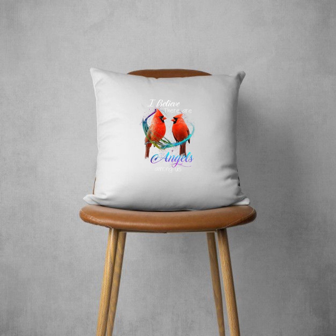 Cardinal Bird I Believe There Are Angels Among Us Pillows