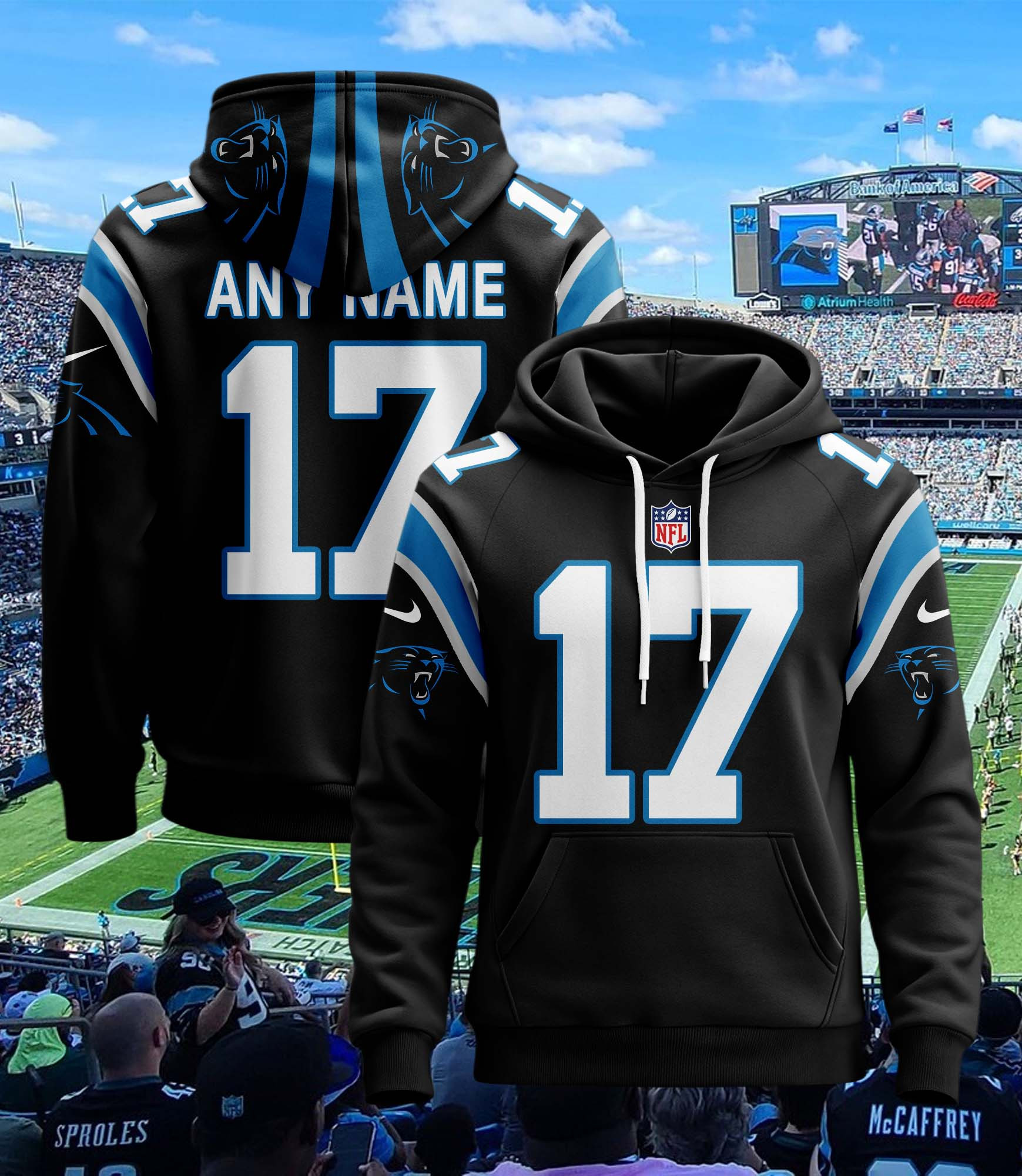 Carolina Panthers Custom Name And Number 3D Hoodie Version 171