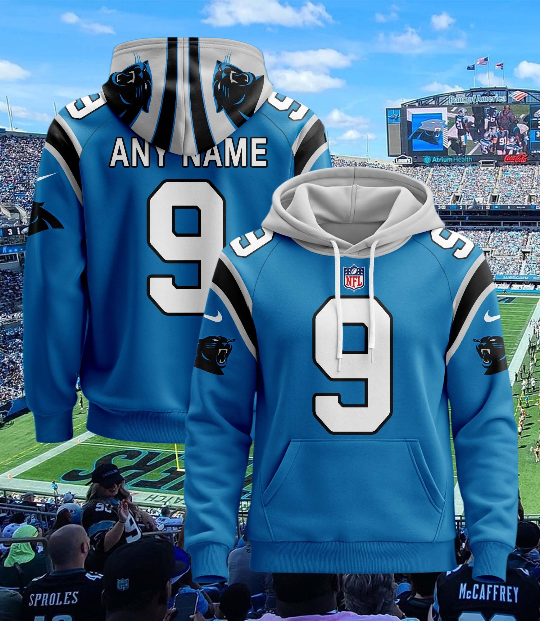 Carolina Panthers Custom Name And Number 3D Hoodie Version 173