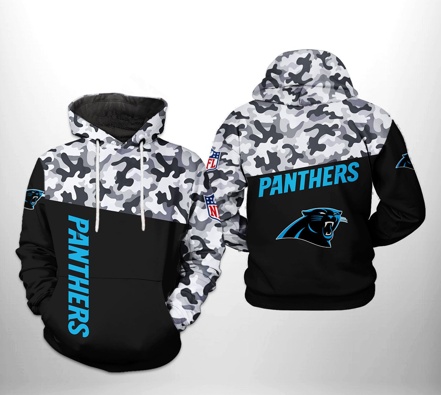 Carolina Panthers NFL Camo Veteran Team Hoodie Zip Hoodie