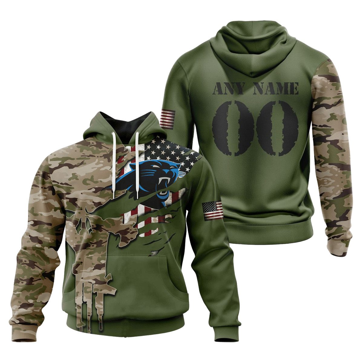 Carolina Panthers Special Camo Design 3D printed Sweatshirt Hoodie Zipped Hoodie