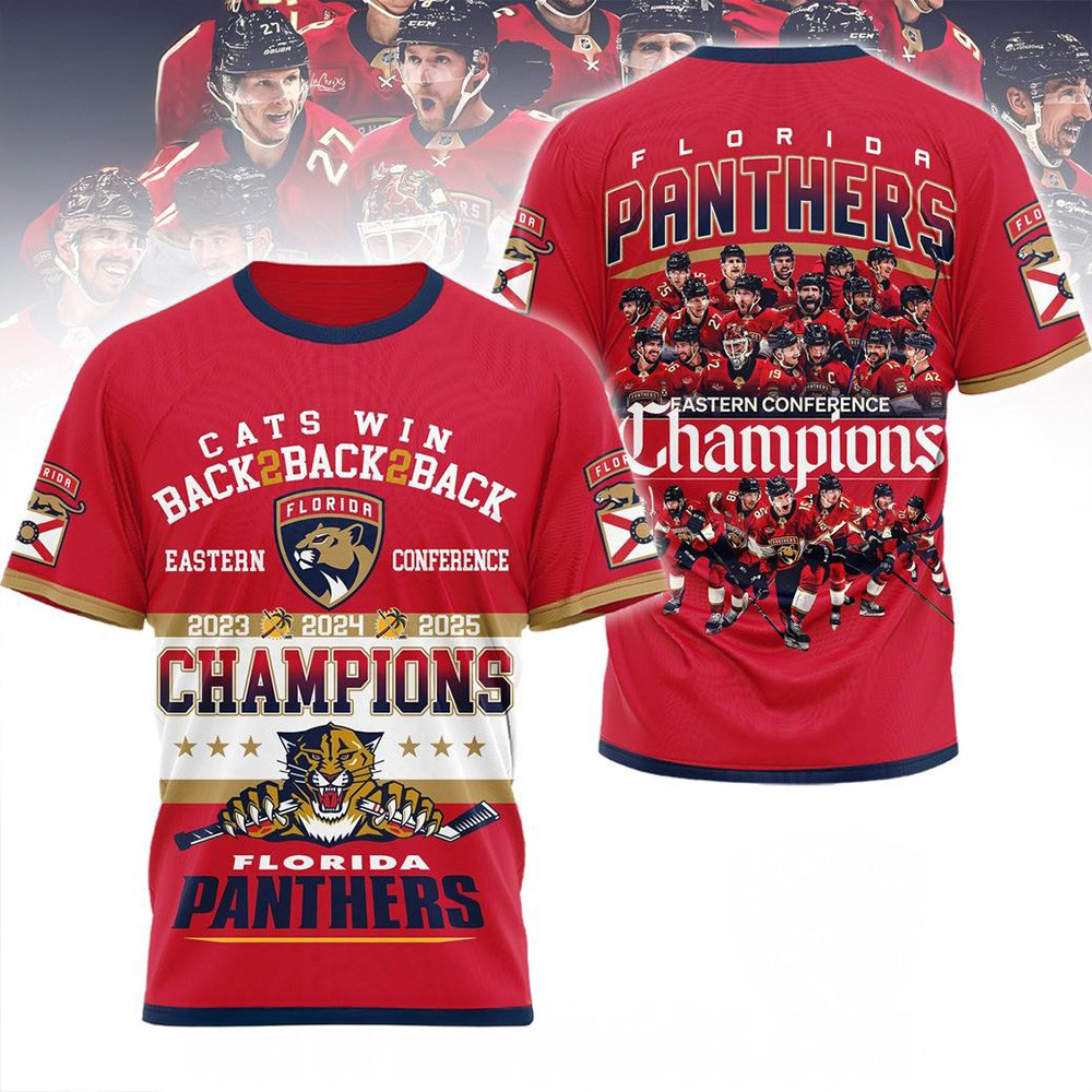 Cats Win Back 2 Back 2 Back Eastern Conference 2023 24 25 Champions Florida Panthers Shirt