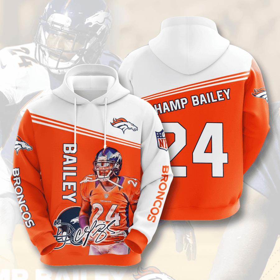 Champ Bailey Denver Broncos Hoodie  Zip Hoodie