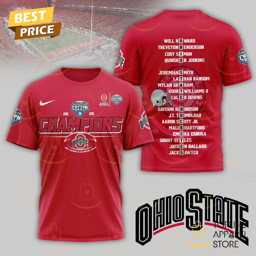 Champions Ohio State Buckeyes 2025 3D T-Shirt Premium Merchandise