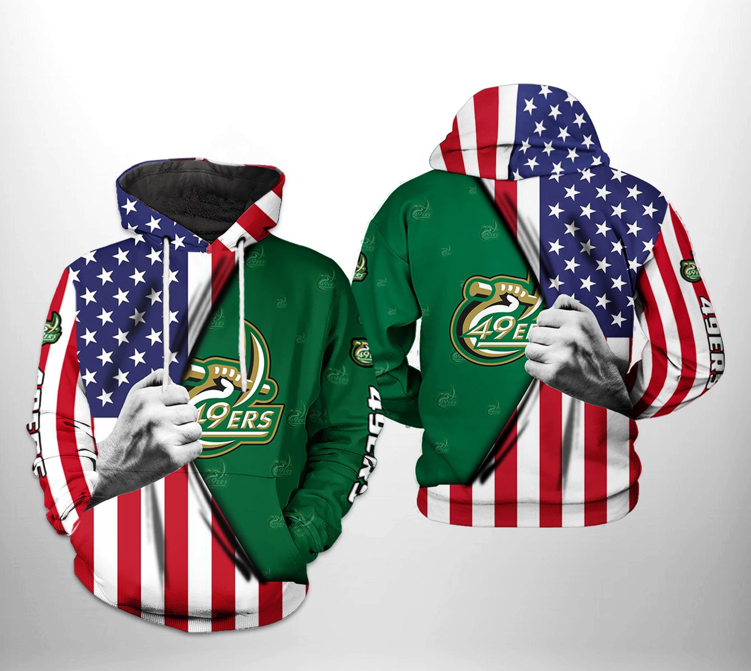 Charlotte 49ers NCAA US FLag Hoodie  Zip Hoodie Version 2564