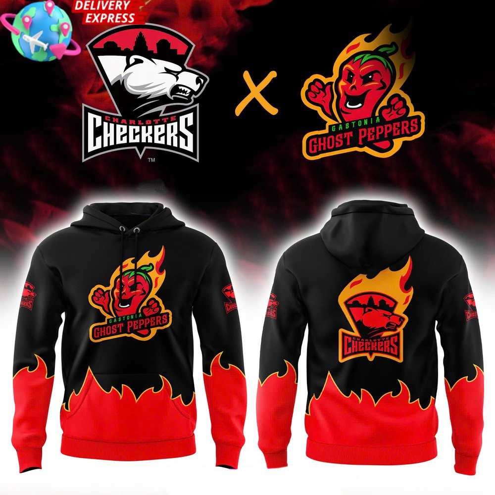 Charlotte Checkers x Gastonia Ghost Peppers Hoodie Checkers Merch Good Fathers Day Gifts