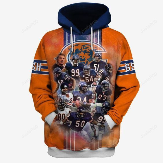 Chicago Bears Hall Of Famers NFL Football Many Logo Hoodie  Zip Hoodie
