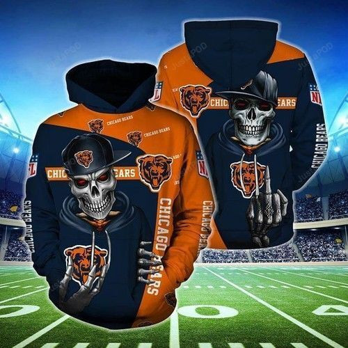 Chicago Bears Hip Hop Skull Hoodie  Zip Hoodie