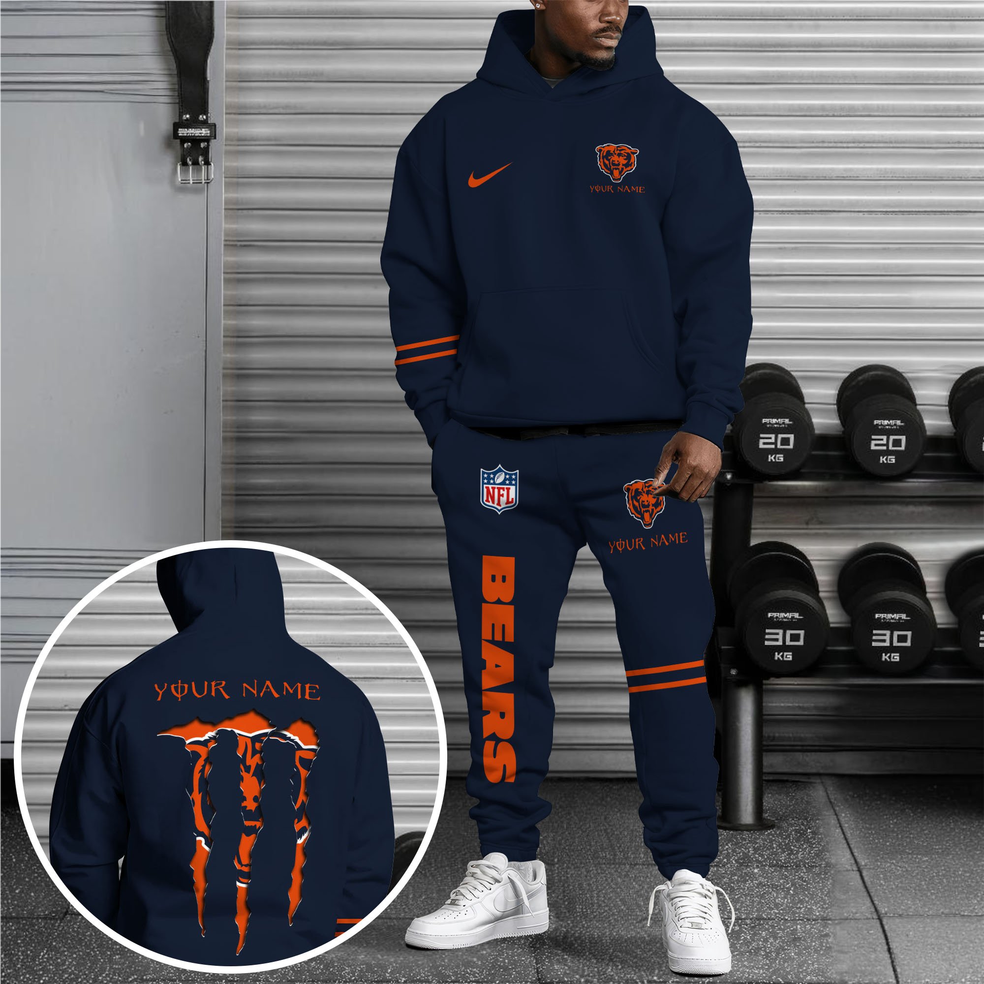 Chicago Bears Hoodie Sweatpants Set Custom Your name, Sport Hoodie Sweatpants Set Gift For Sport Music Fans