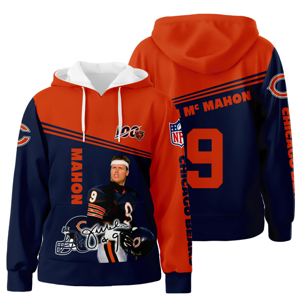 Chicago Bears Jim McMahon 3D All Over Print Hoodie Zip-Up Hoodie