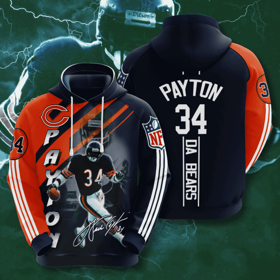 Chicago Bears Payton 34 Hoodie  Zip Hoodie Version 2582