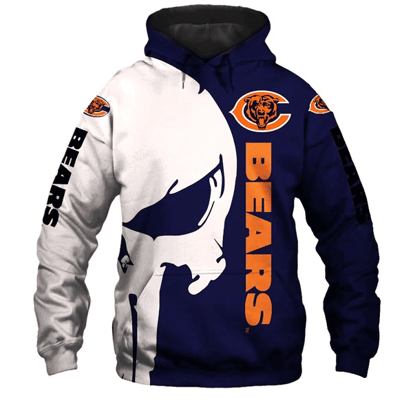 Chicago Bears Punisher NFL Unisex 3D Hoodie