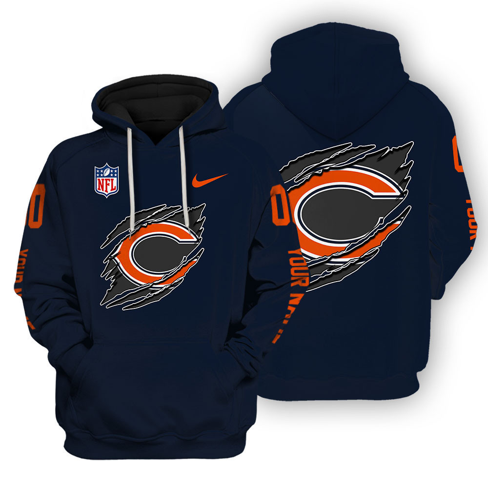 Chicago Bears Scratch Logo NFL 3D Hoodie Version 116