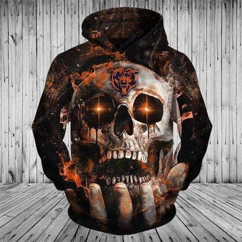 Chicago Bears Skull Hoodie  Zip Hoodie