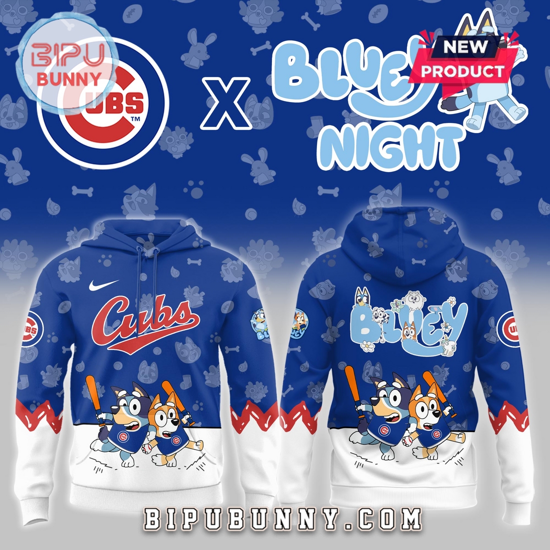 Chicago Cubs 2025 Bluey Night Hoodie Gift For Sport Music Fans